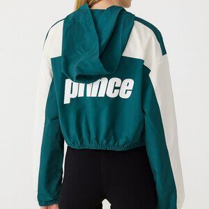 Prince Pickleball Women’s Cropped Hooded Full Zip Windbreaker Jacket Teal XL